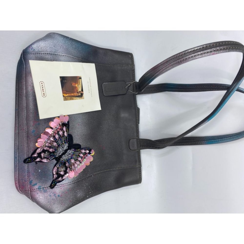 COACH Vintage Leather Crossbody Gray Silver - Picture 11 of 13